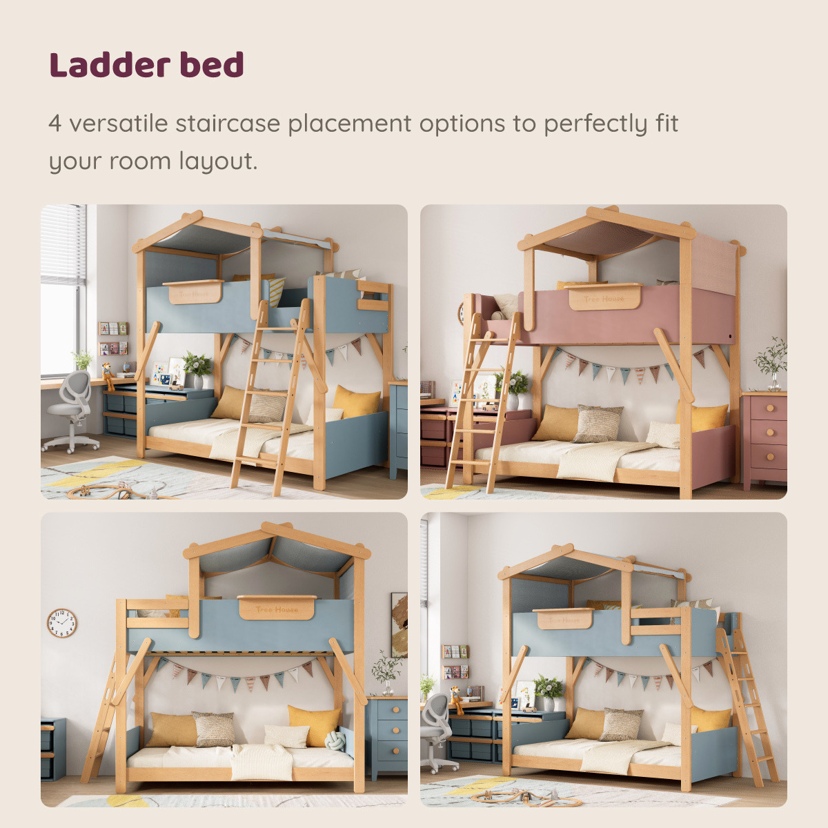 Treehouse King Single Bunk + Roof Frame and Ladder
