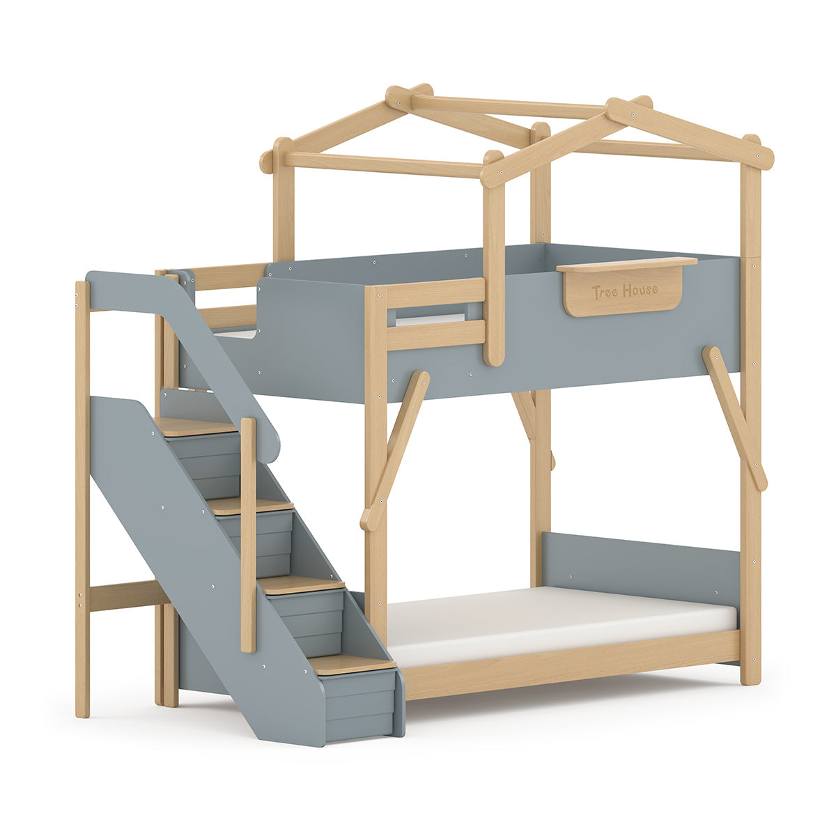 Boori Treehouse King Single Bunk Bed + Roof Frame and Storage Staircase