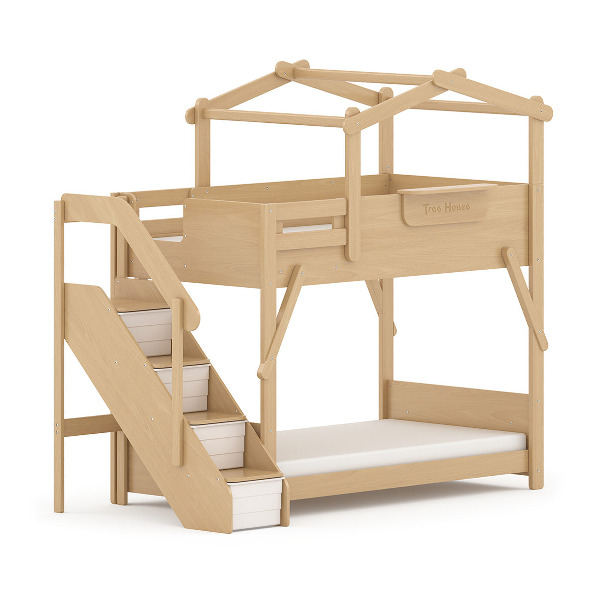 Boori Treehouse King Single Bunk Bed + Roof Frame and Storage Staircase