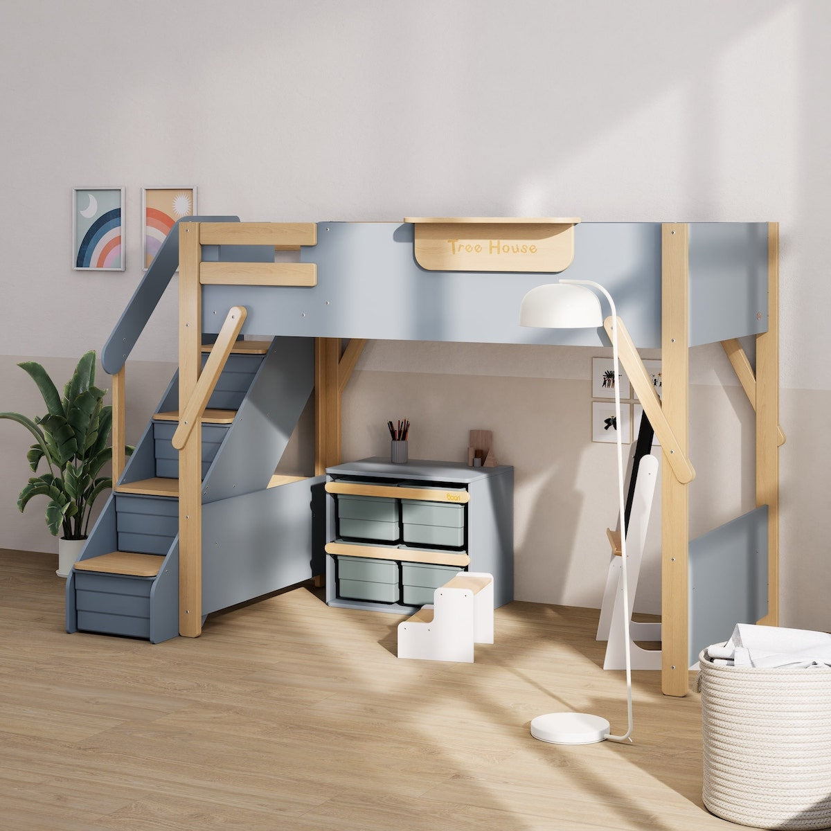 Treehouse King Single Loft + Storage Staircase