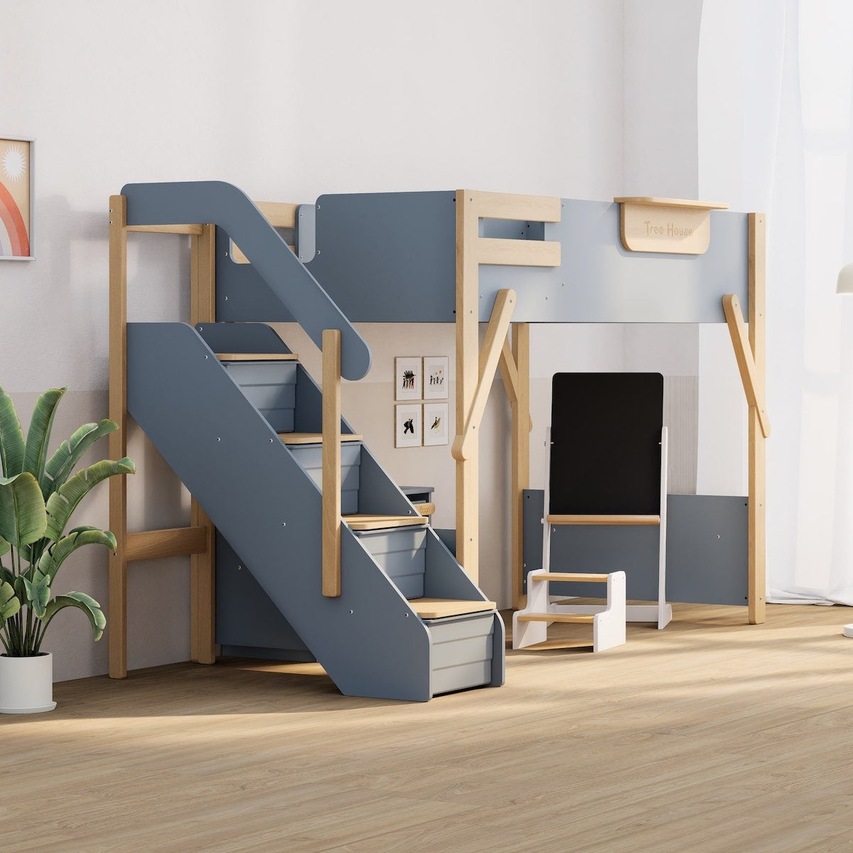 Treehouse King Single Loft + Storage Staircase