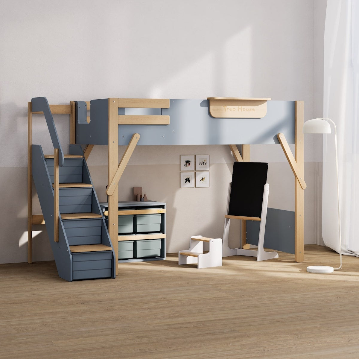 Treehouse King Single Loft + Storage Staircase