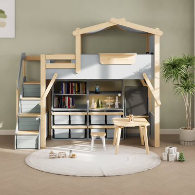 Treehouse King Single Loft + Roof Frame and Storage Staircase