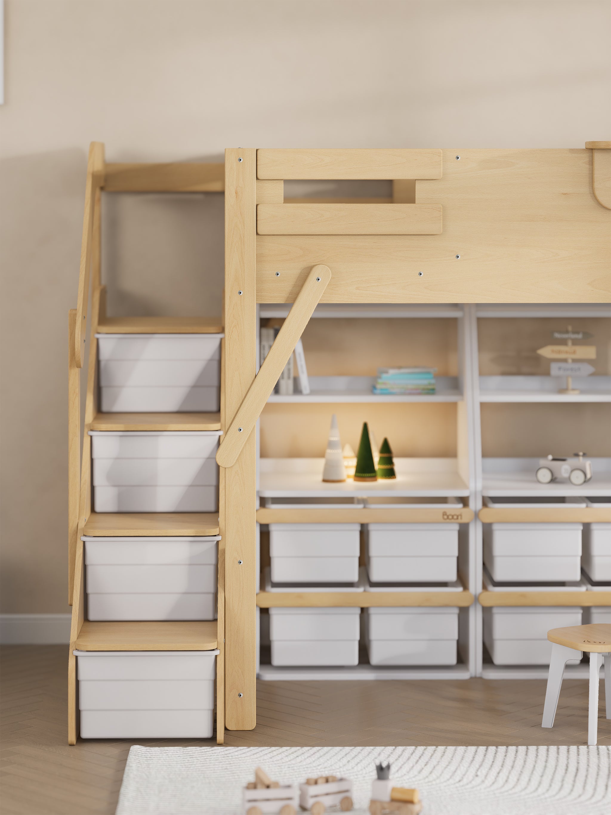 Treehouse King Single Loft + Storage Staircase