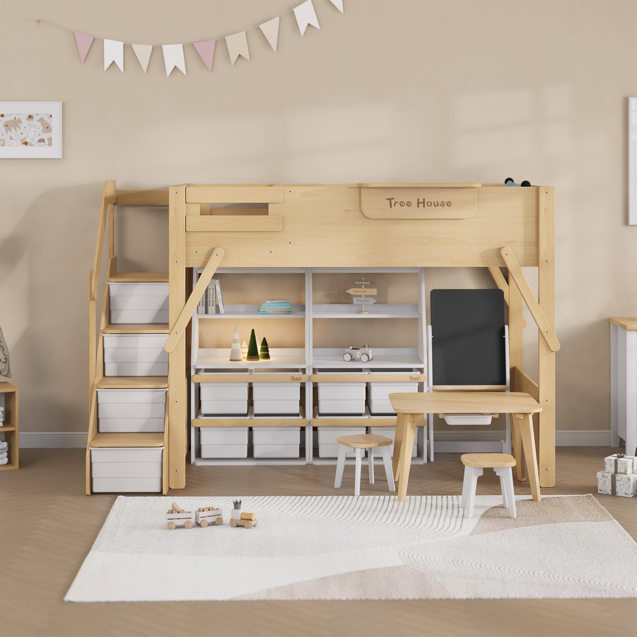 Treehouse King Single Loft + Storage Staircase