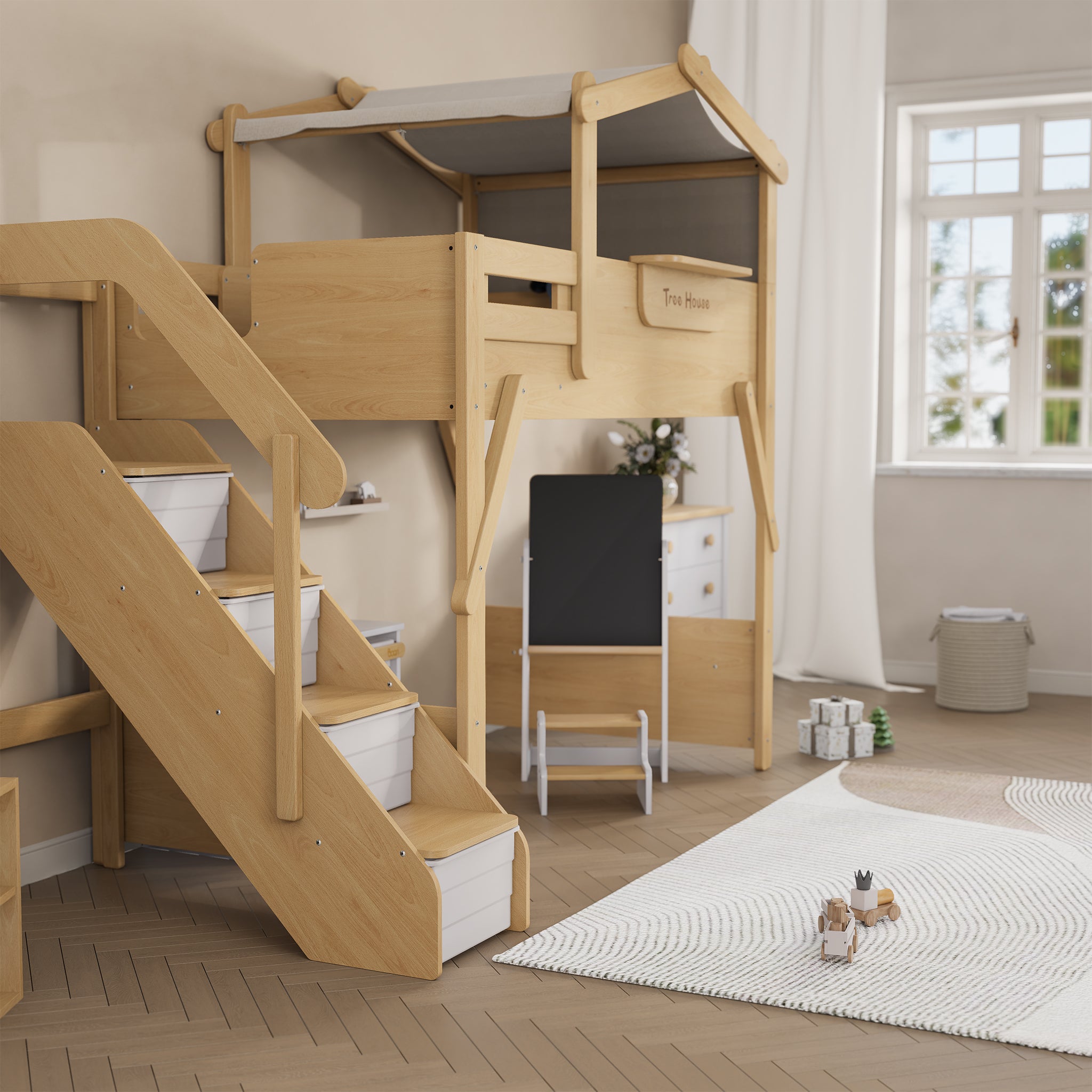 Boori Treehouse King Single Loft + Roof Frame and Storage Staircase