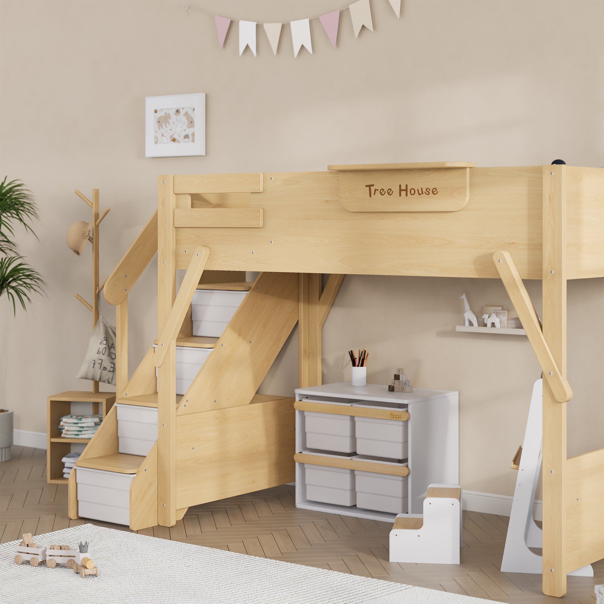 Treehouse King Single Loft + Storage Staircase