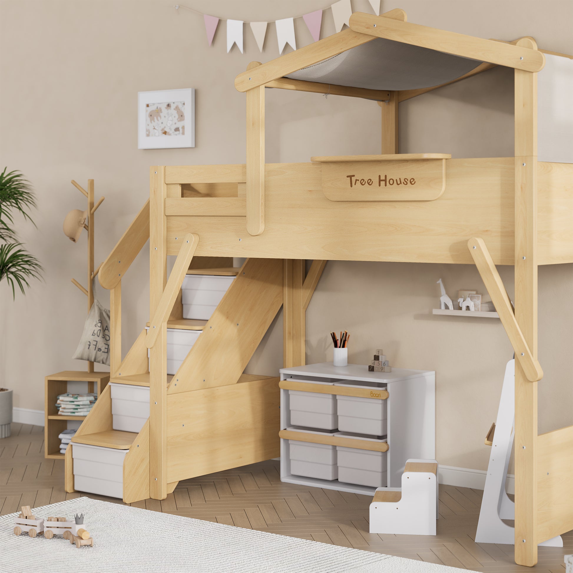 Boori Treehouse King Single Loft + Roof Frame and Storage Staircase