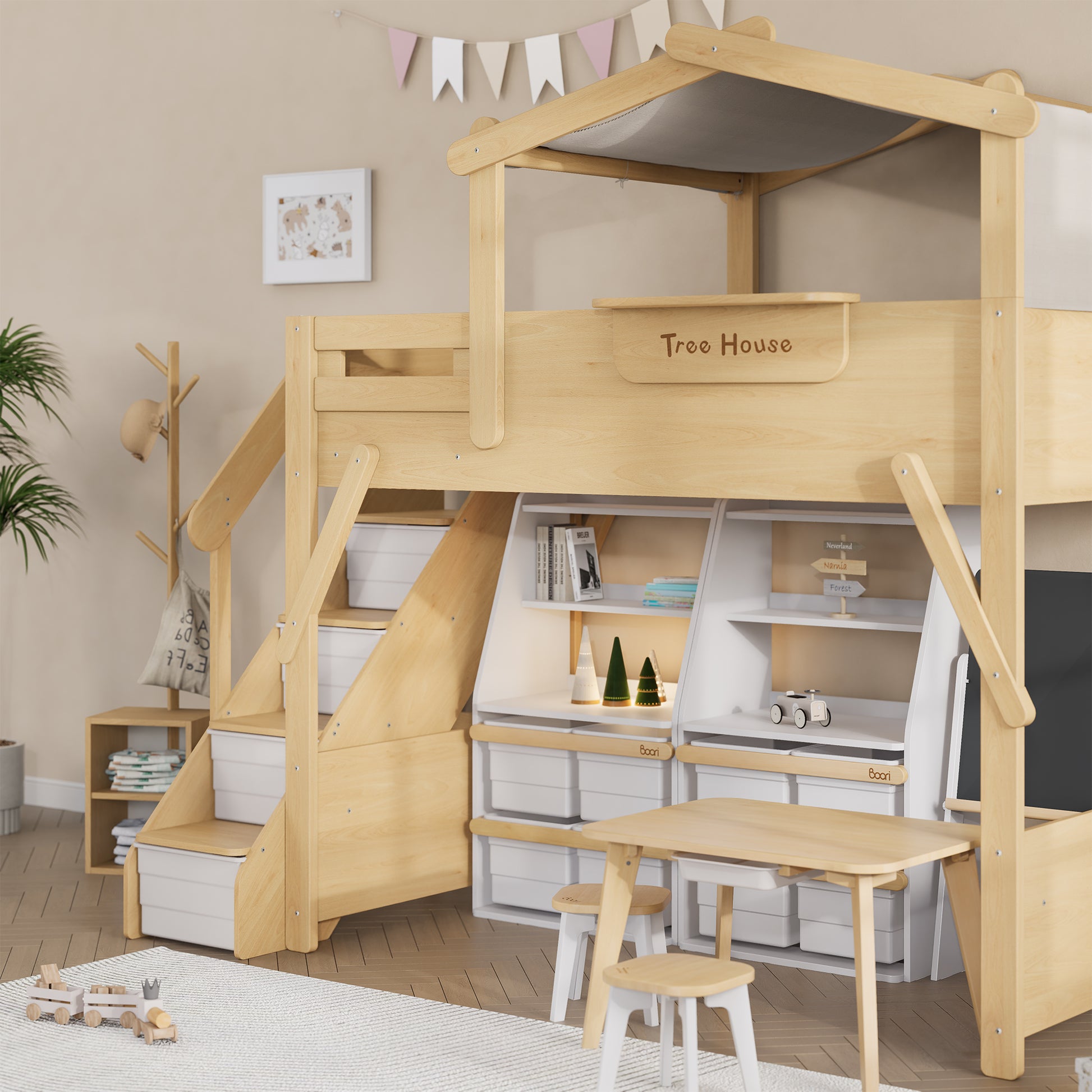 Boori Treehouse King Single Loft + Roof Frame and Storage Staircase