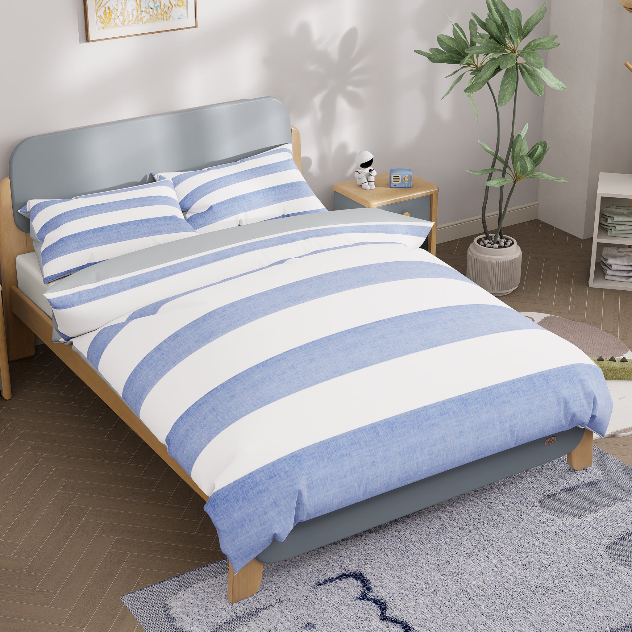 Blue Stripe Double Quilt Cover Set