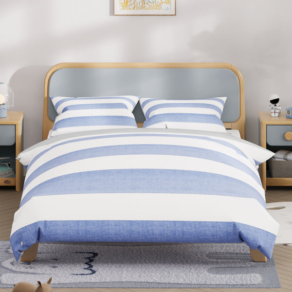 Blue Stripe Queen Quilt Cover Set