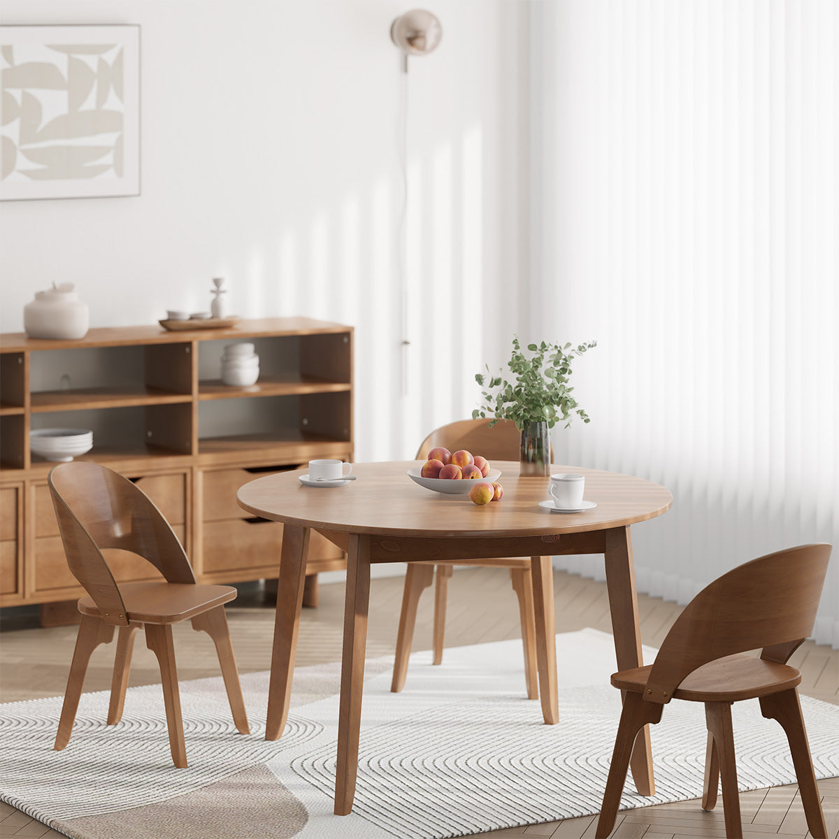 Ballet Round Dining Table (1.2m) with Four Curved Chairs Package