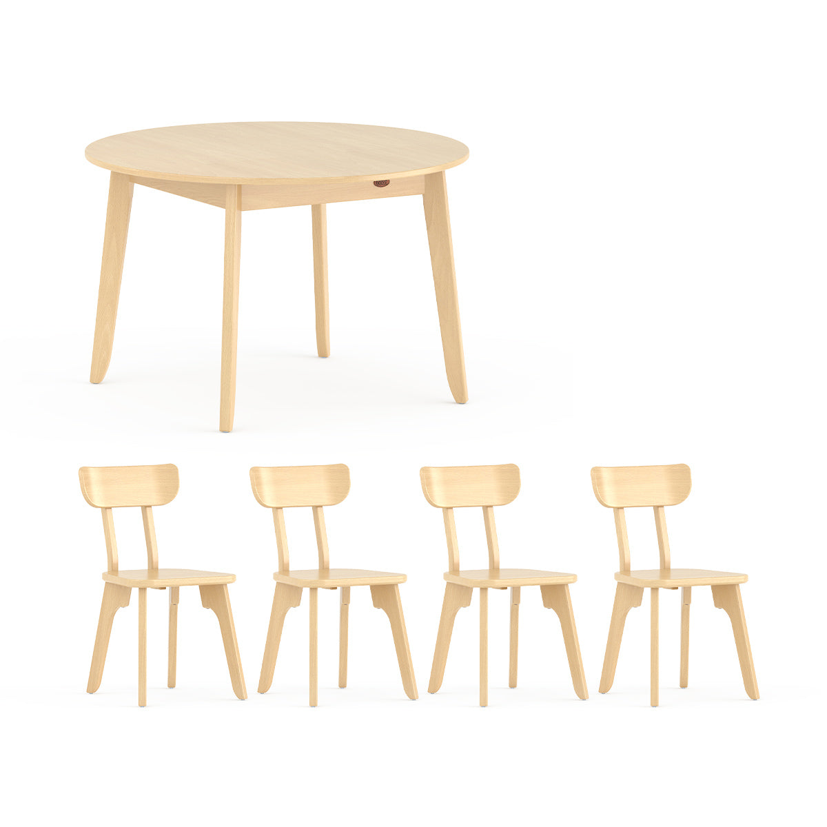 Ballet Round Dining Table (1.2m) with Four Chairs Package
