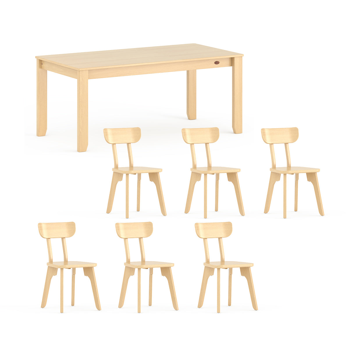 Block Dining Table (1.8m) with 6 Chairs Package