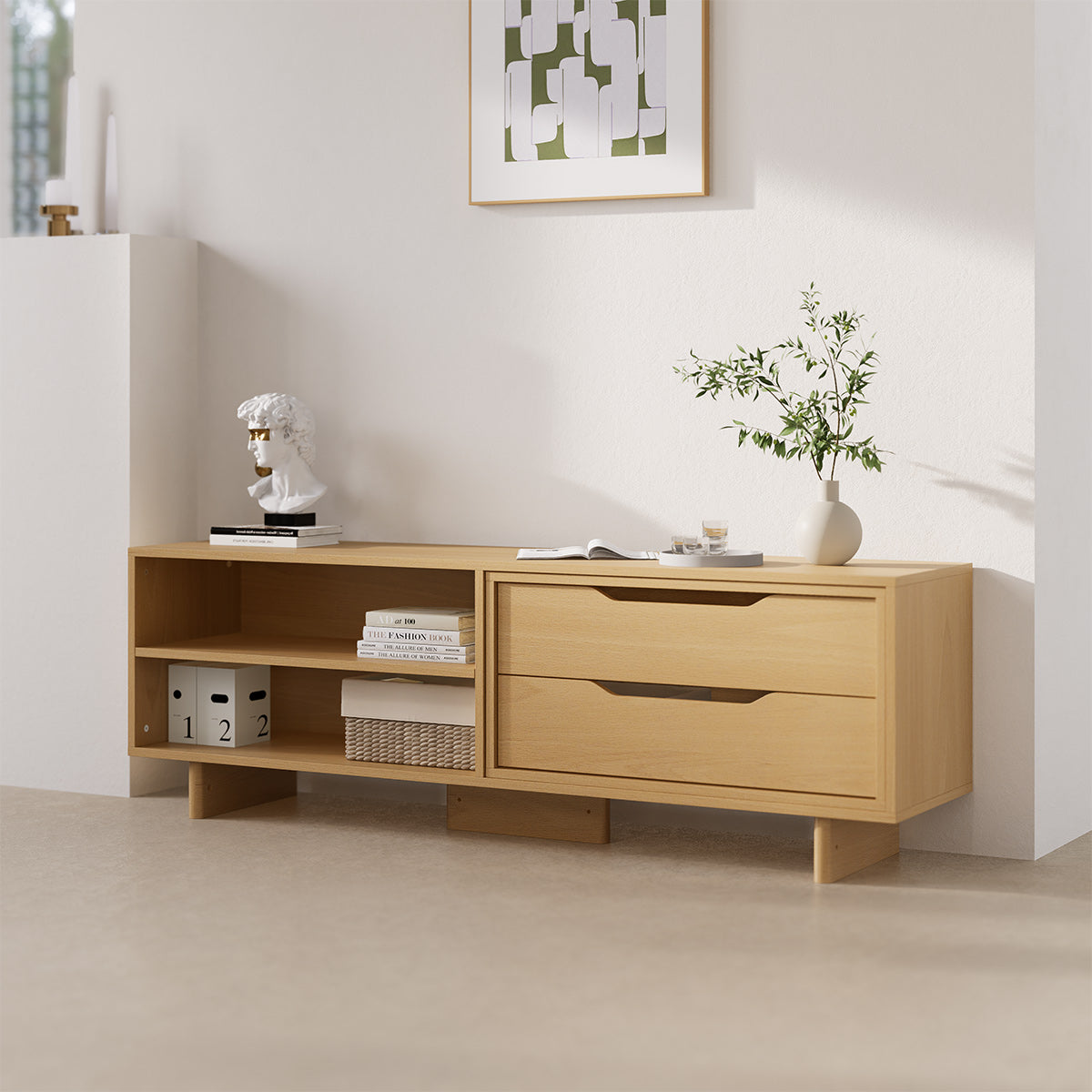 Entertainment Unit (1.66m) + 2 Drawers