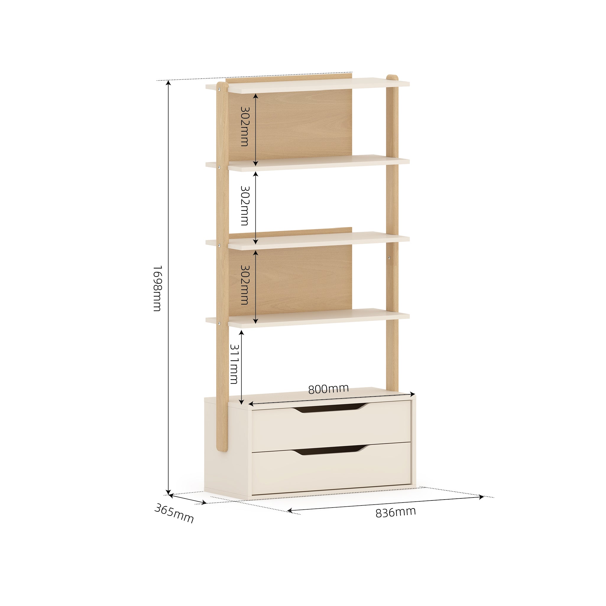 Modular 2 Drawer Bookshelf