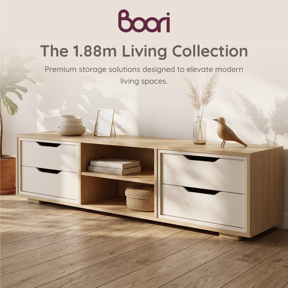 Entertainment Unit (1.88m) + 4 Drawers