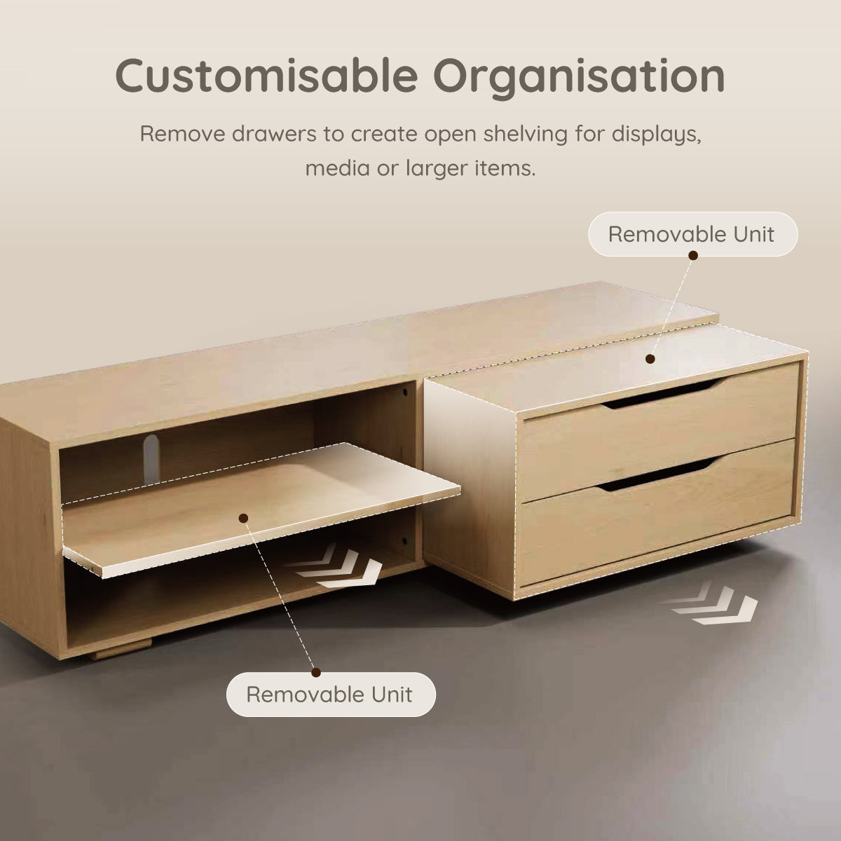 Entertainment Unit (1.88m) + 4 Drawers