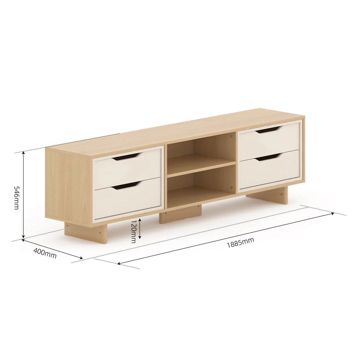 Entertainment Unit (1.88m) + 4 Drawers
