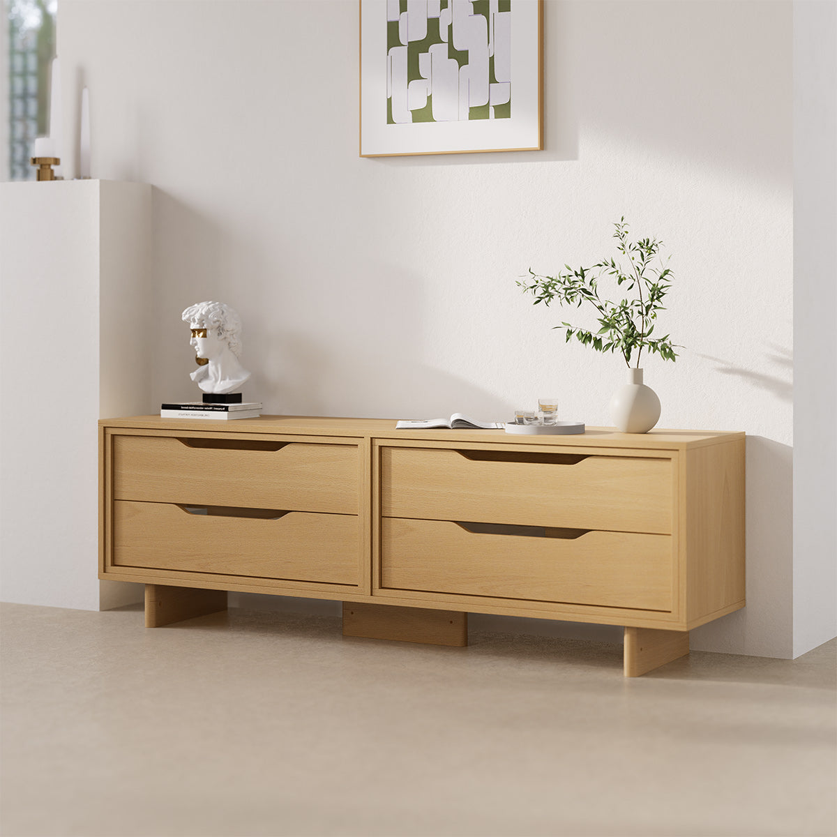 Entertainment Unit (1.66m) + 4 Drawers