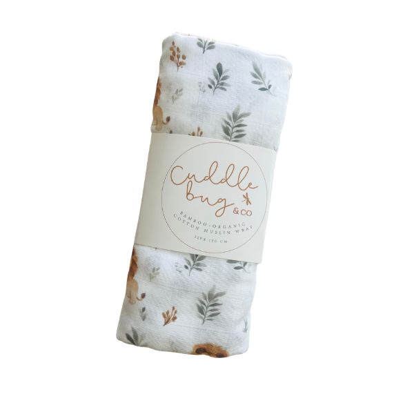 Cuddle Bug Leo Lion Muslin Swaddle 120 x 120cm