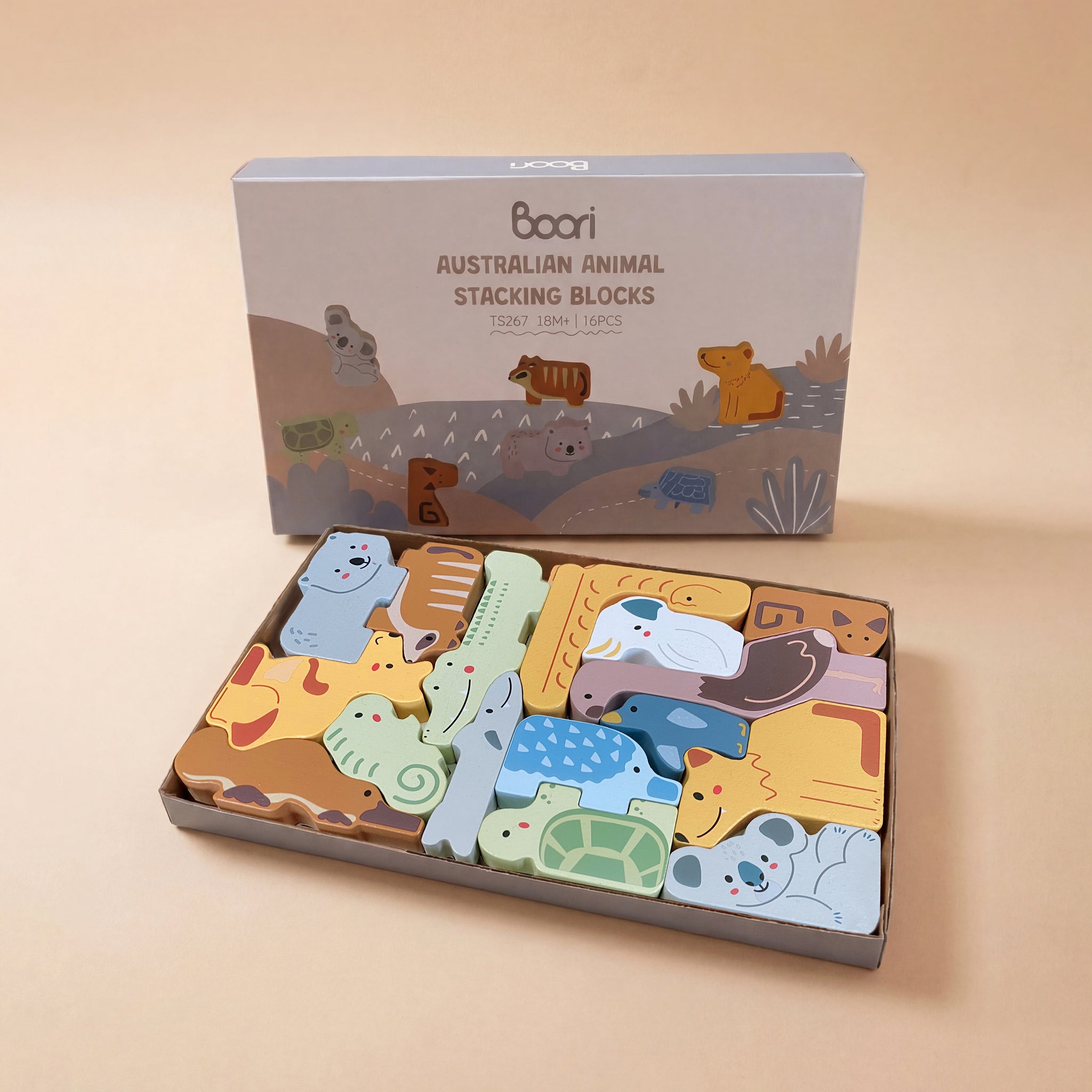 Aussie Animal Stacking Blocks - Coloured