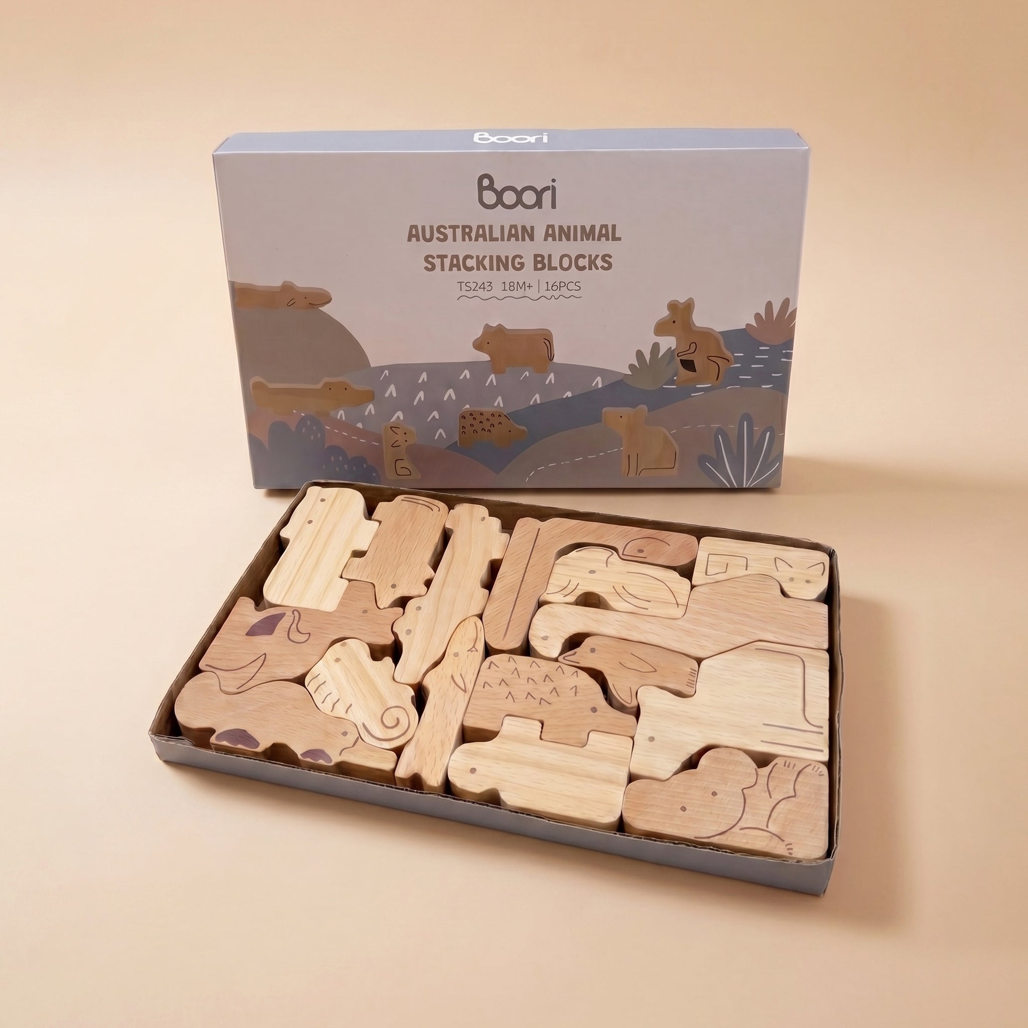 Aussie Animal Stacking Blocks - Natural