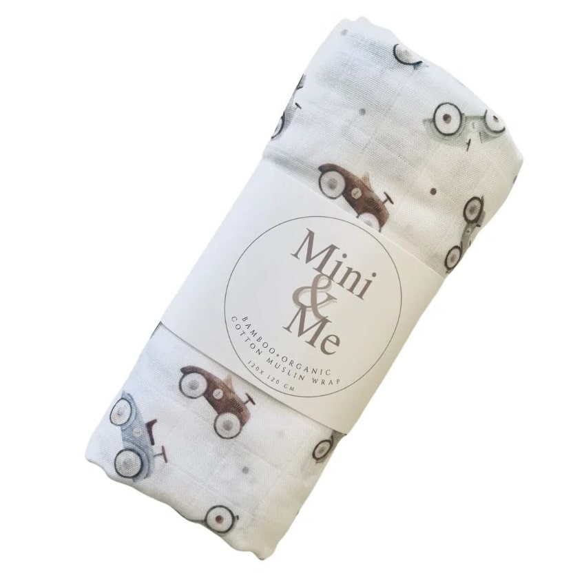 Cuddle Bug Bamboo Muslin Wrap 120 x 120cm - Cars