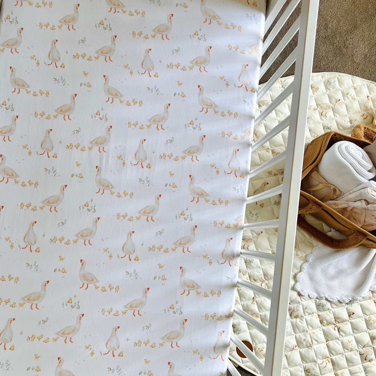 Cuddle Bug Cot Fitted Sheet - Goosey Gander