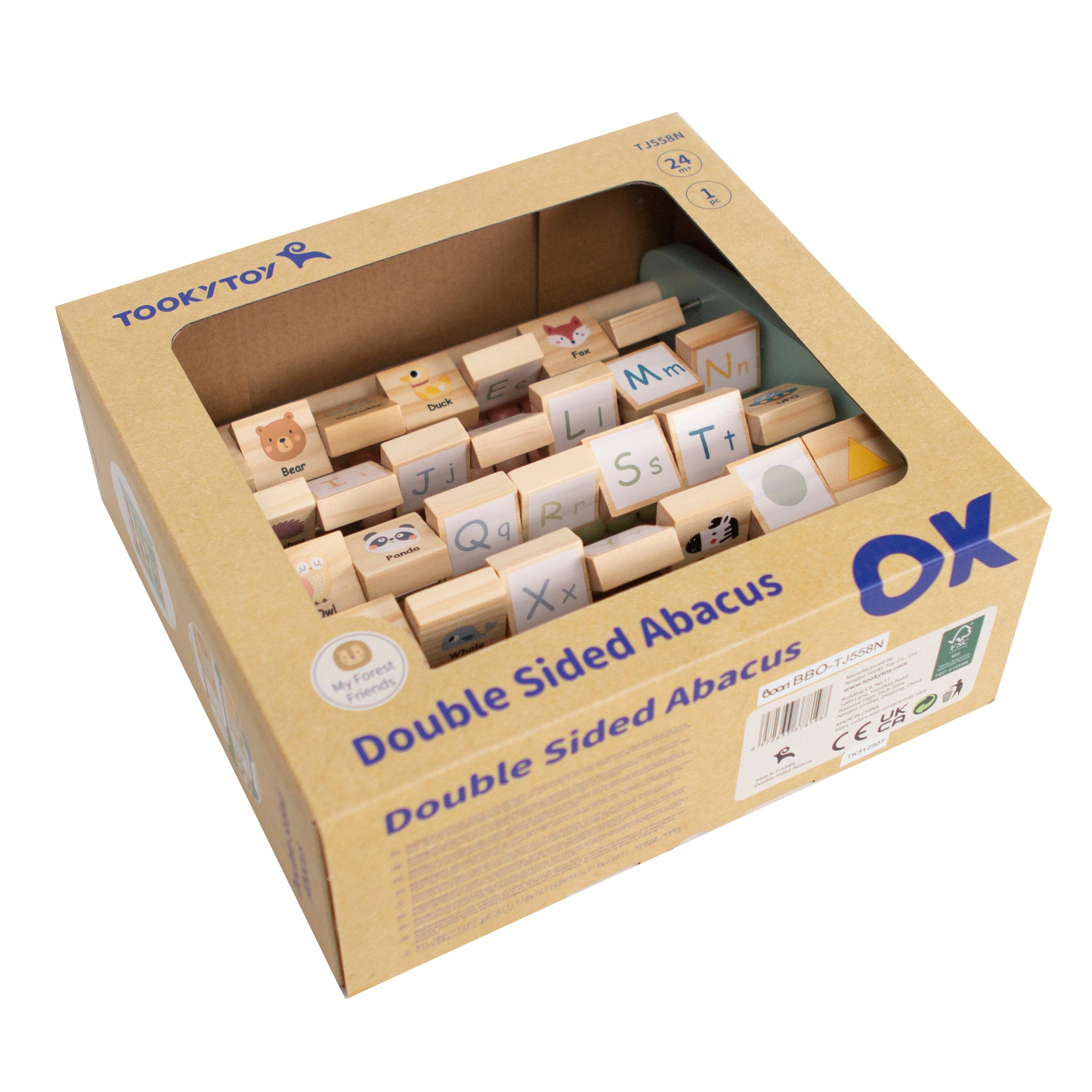 Tooky Double-Sided Wooden Abacus | Alphabet & Counting Learning Toy