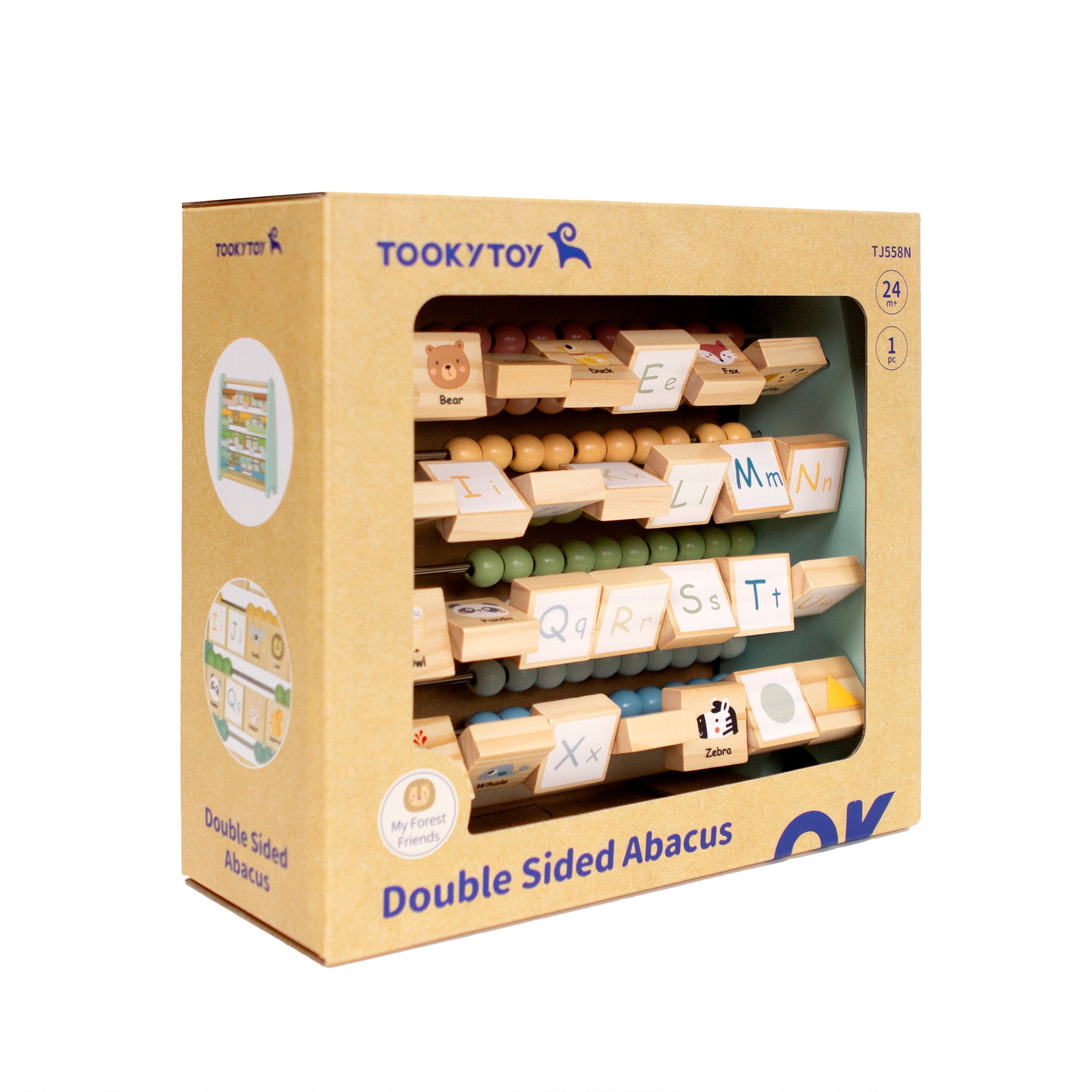 Tooky Double-Sided Wooden Abacus | Alphabet & Counting Learning Toy