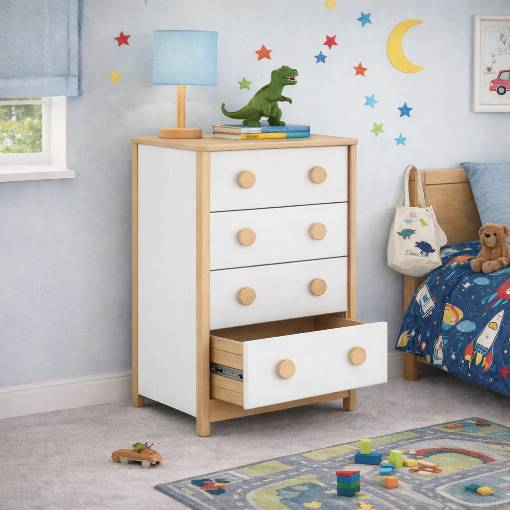 Byron 4 Drawer Chest | Scandi Nursery Dresser