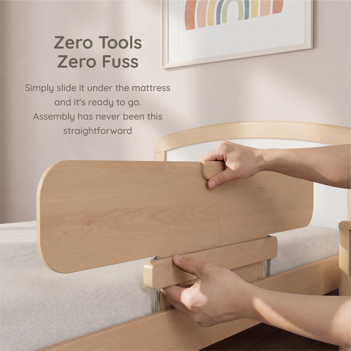Long Height Adjustable Kids Bed Guard Panel