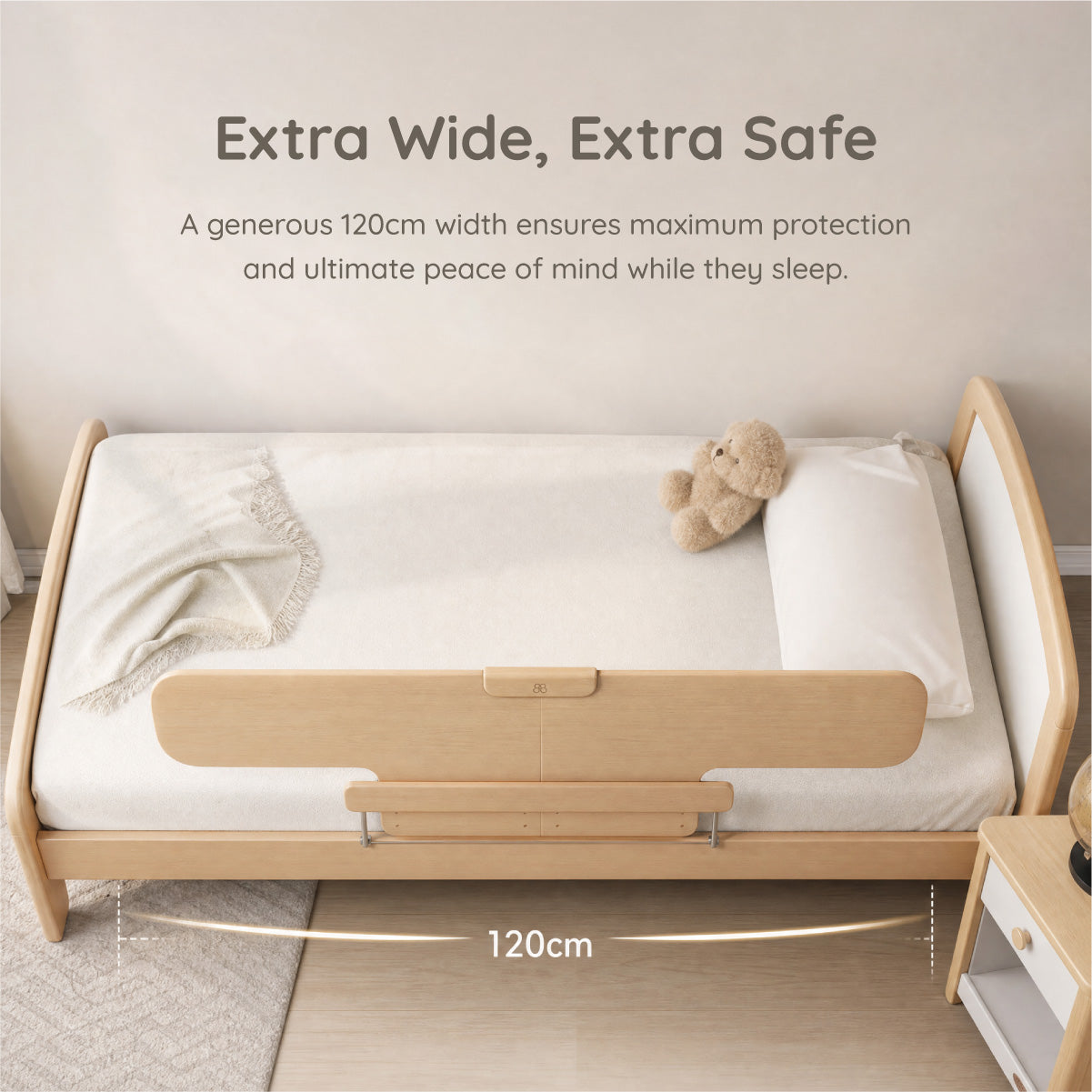 Long Height Adjustable Kids Bed Guard Panel