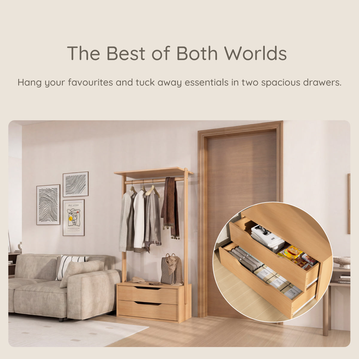 Modular 2 Drawer Clothing Rack LARGE