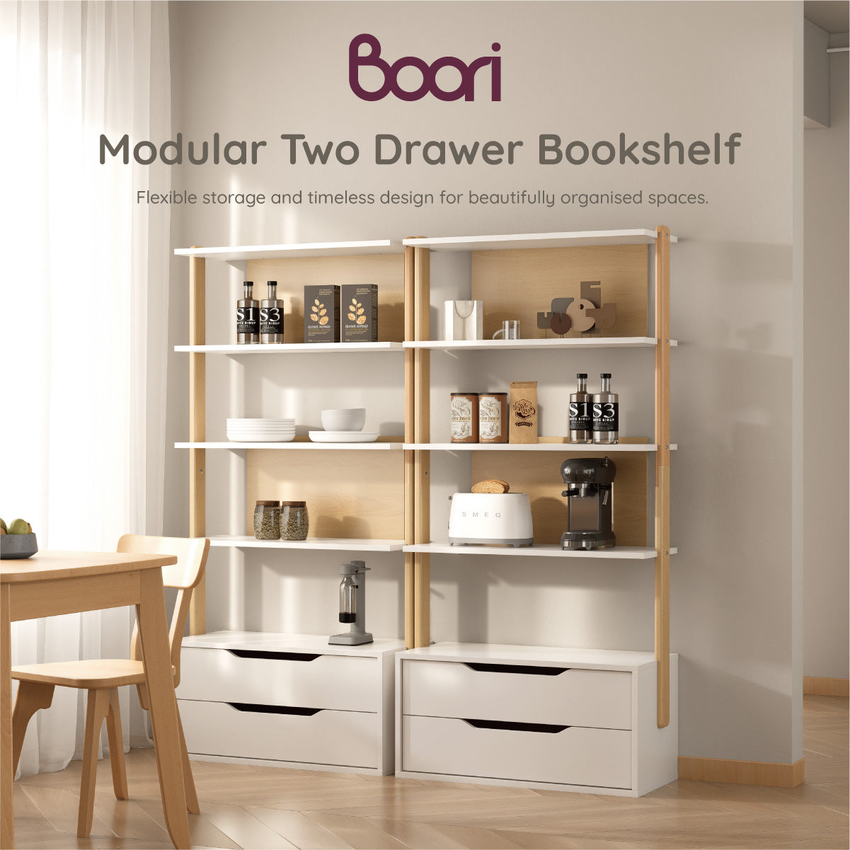Modular 2 Drawer Bookshelf