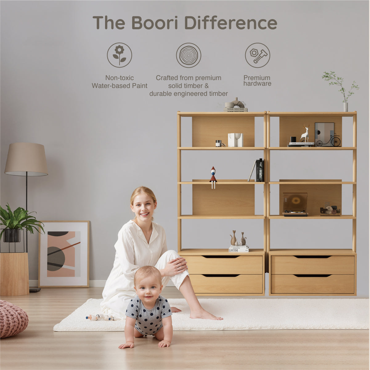 Modular 2 Drawer Bookshelf