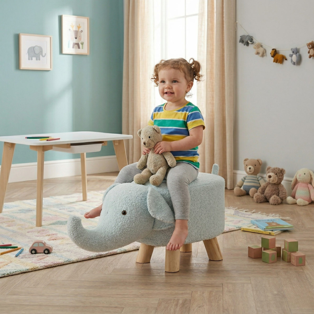 Jiggle & Giggle Elephant Bouclé Kids Stool