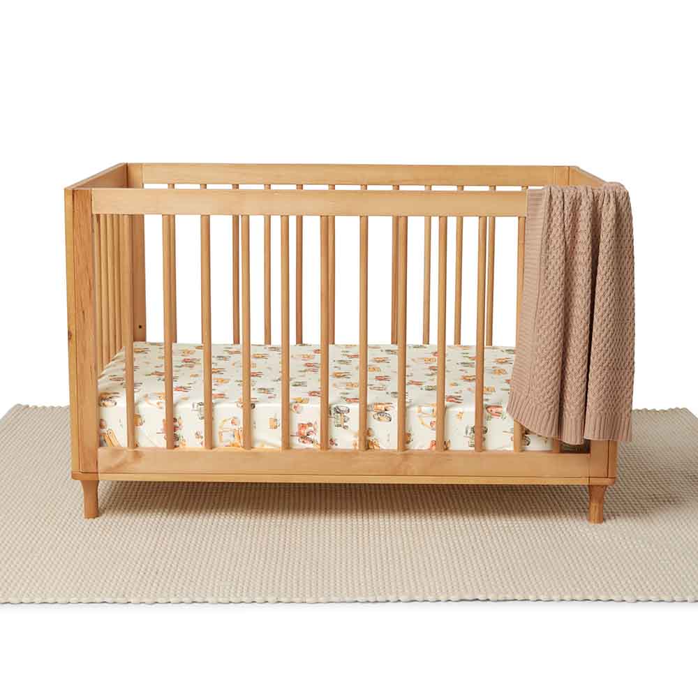 Snuggle Hunny Cot Fitted Sheet - Diggers & Tractors