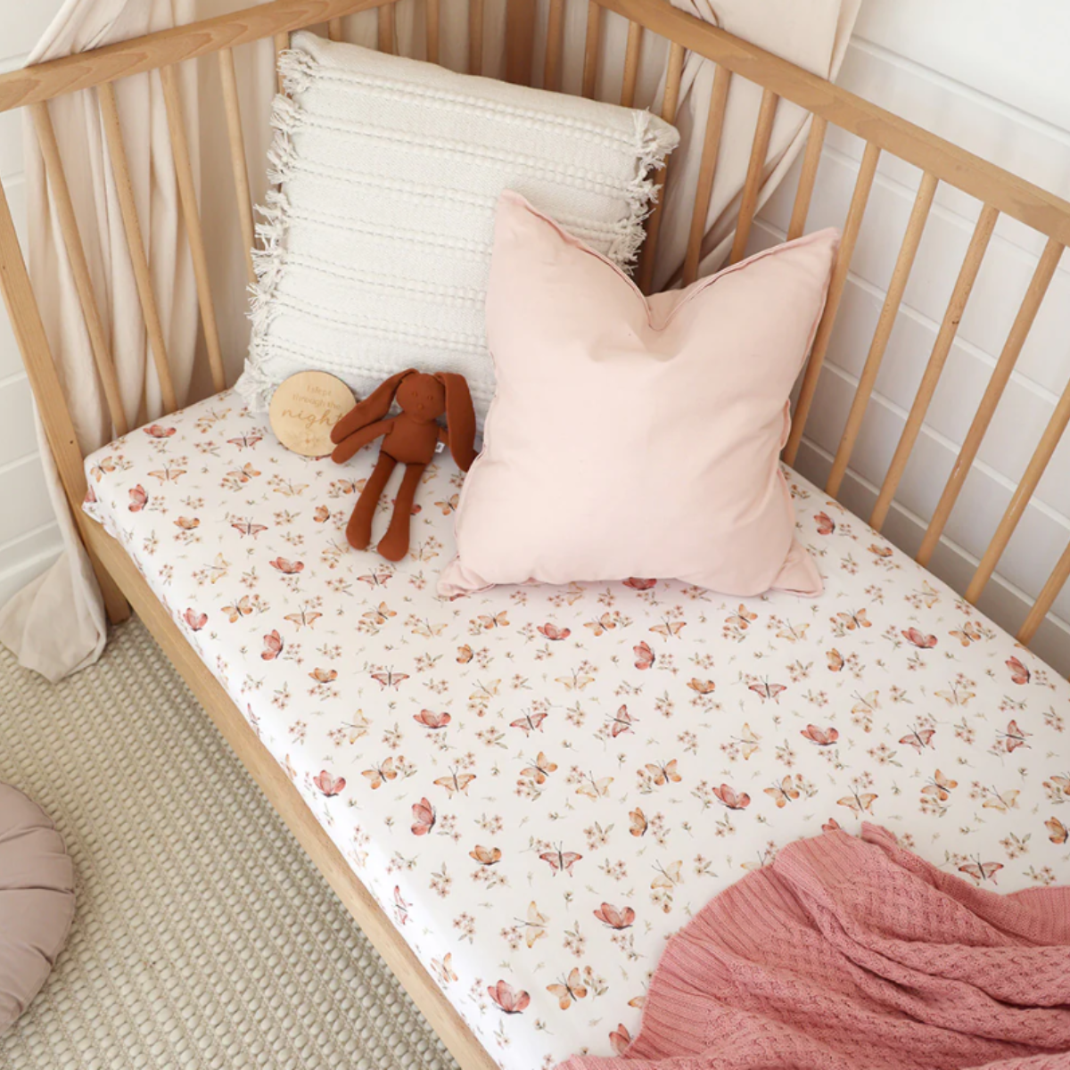 Butterfly Organic Fitted Cot Sheet