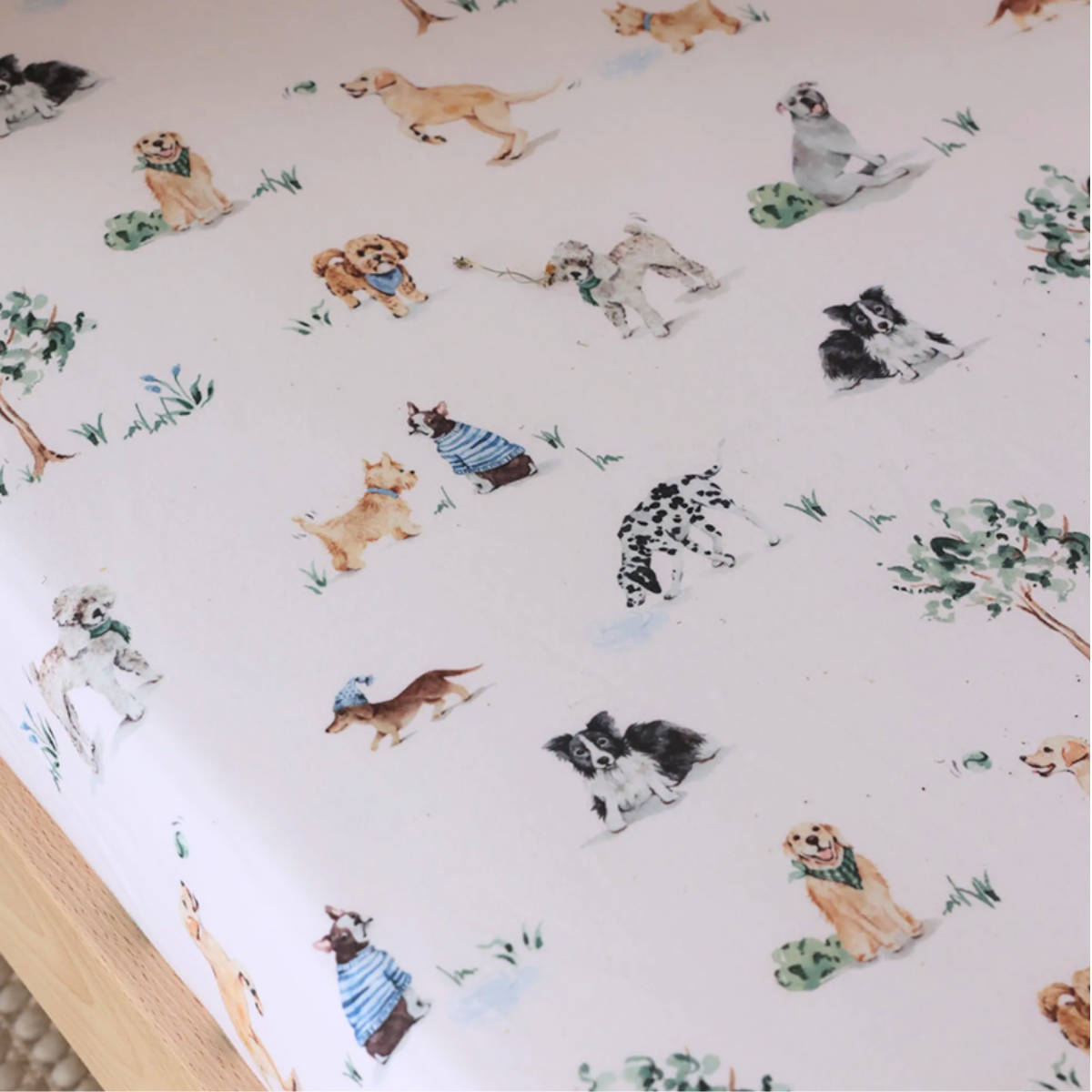 Dog Park Organic Fitted Cot Sheet