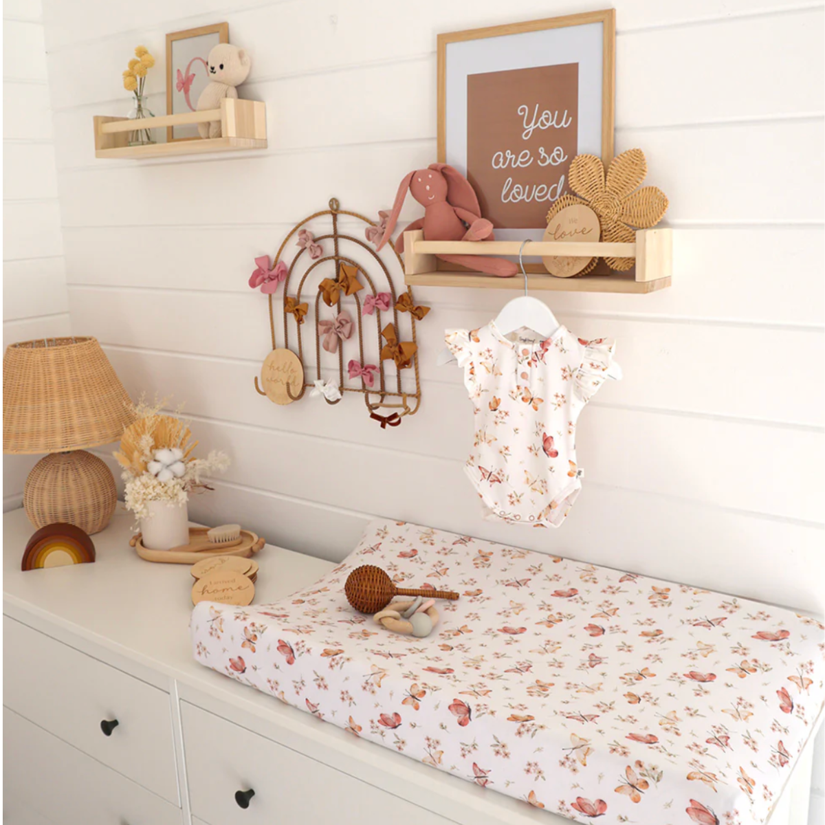 Butterfly Organic Bassinet Sheet /Change Pad Cover