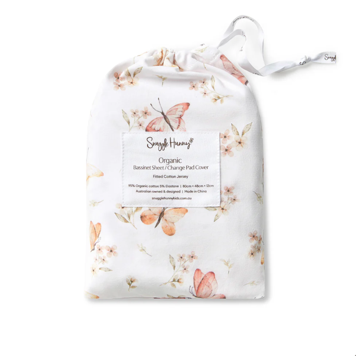 Butterfly Organic Bassinet Sheet /Change Pad Cover