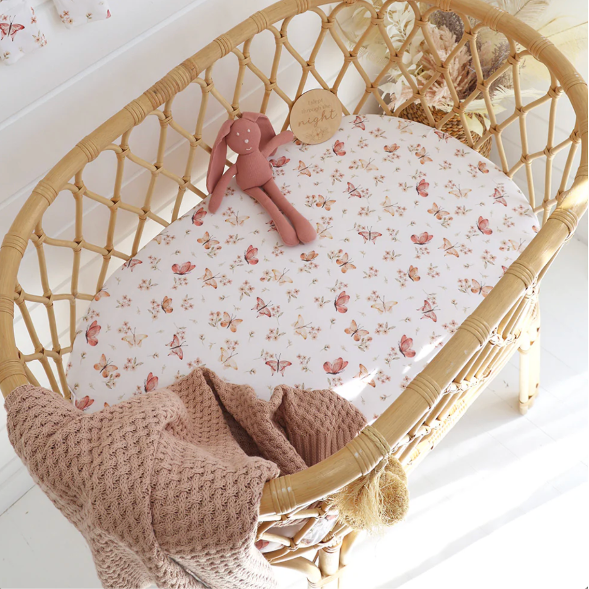 Butterfly Organic Bassinet Sheet /Change Pad Cover