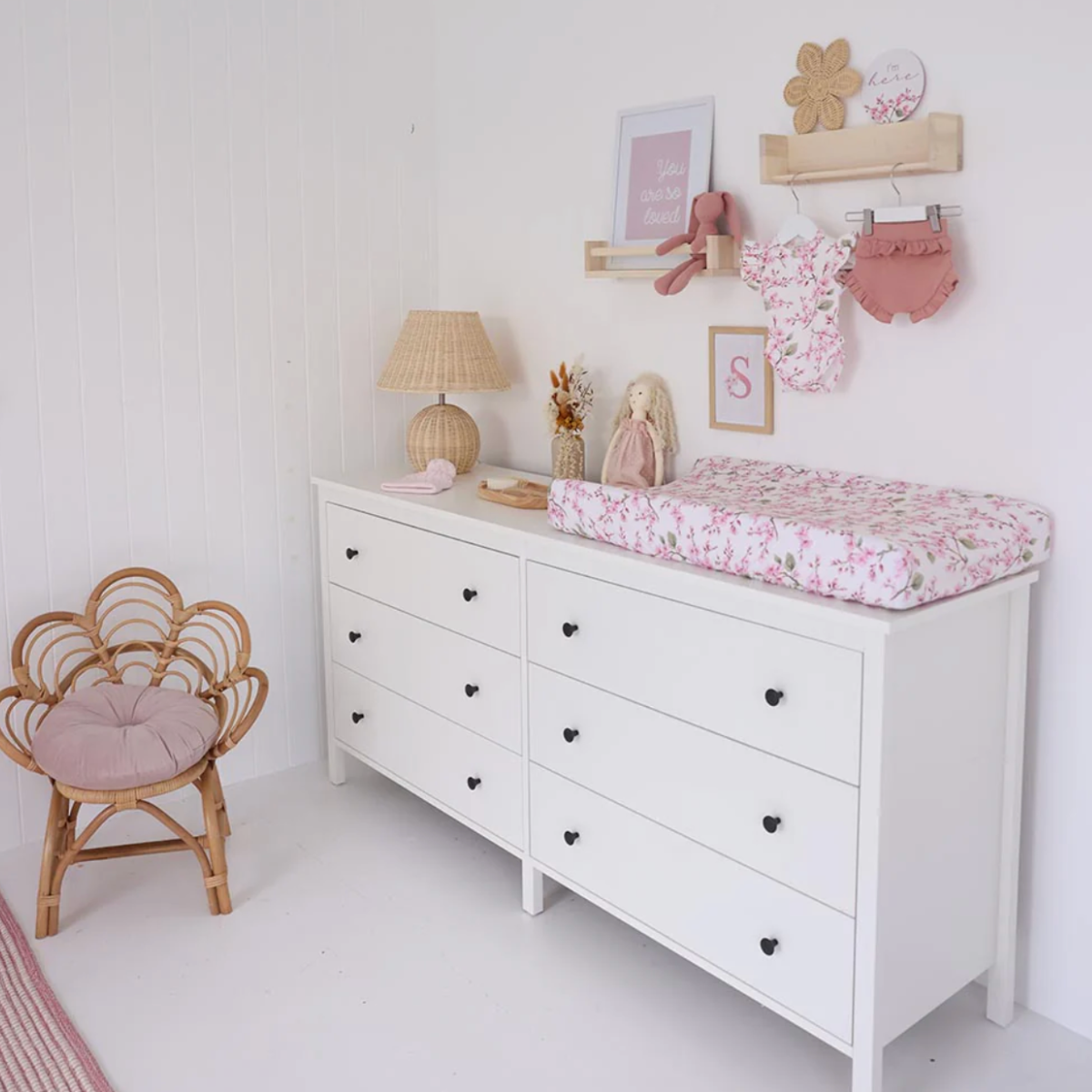 Cherry Blossom Organic Bassinet Sheet / Change Pad Cover