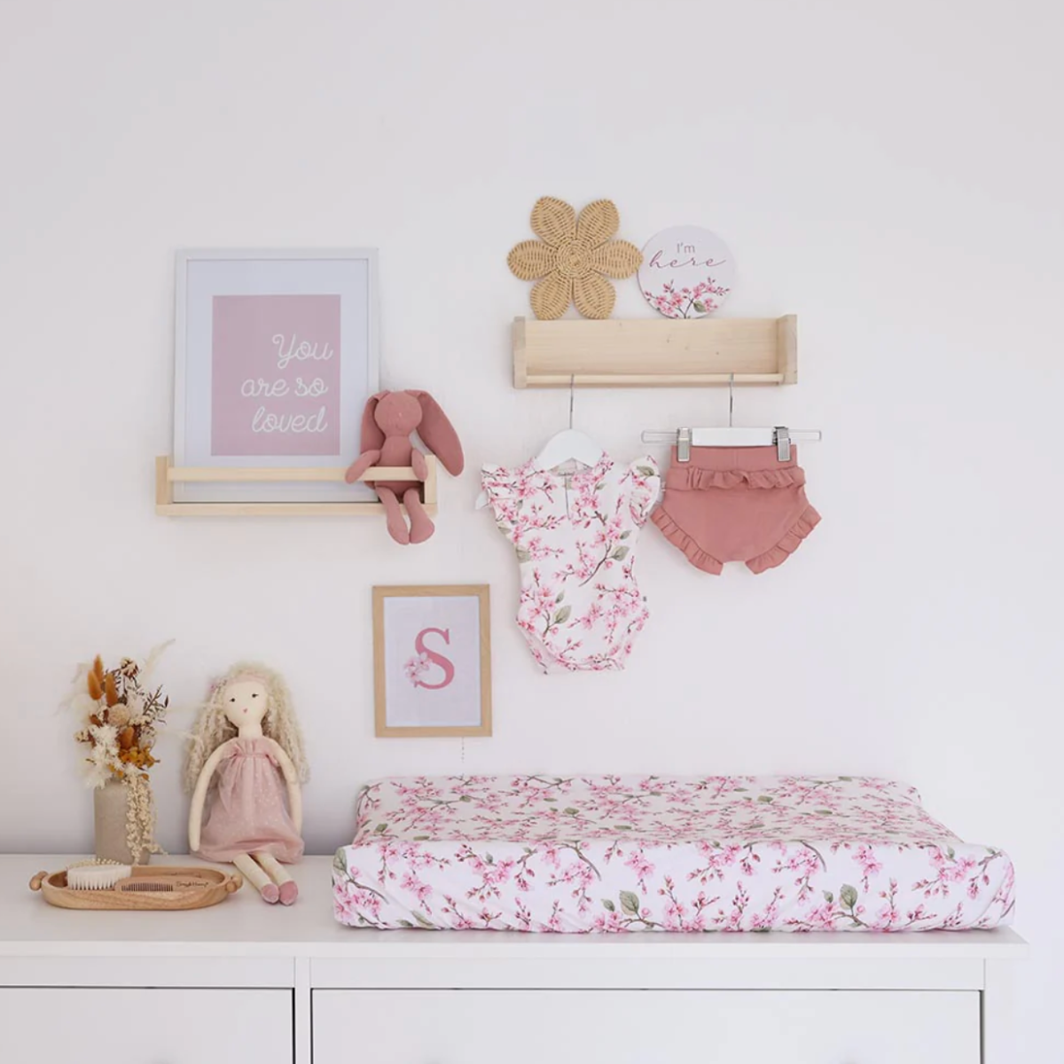 Cherry Blossom Organic Bassinet Sheet / Change Pad Cover