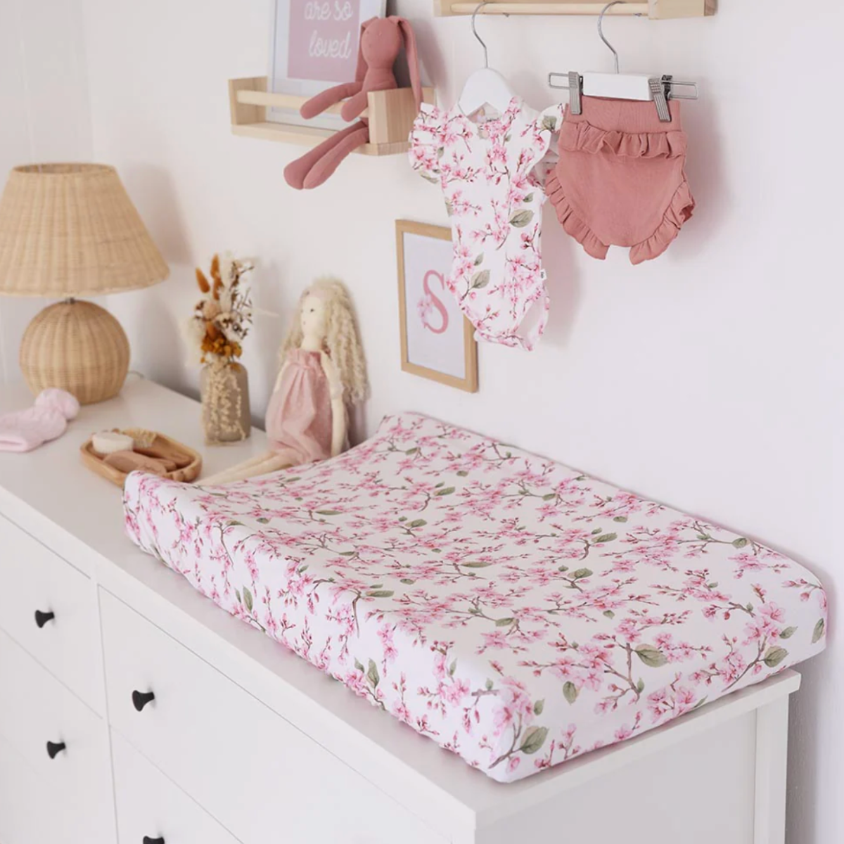 Cherry Blossom Organic Bassinet Sheet / Change Pad Cover