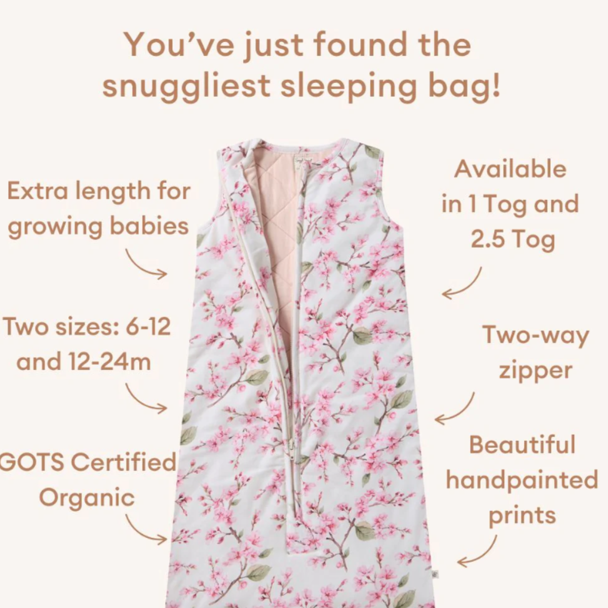 Cherry Blossom Organic Sleeping Bag
