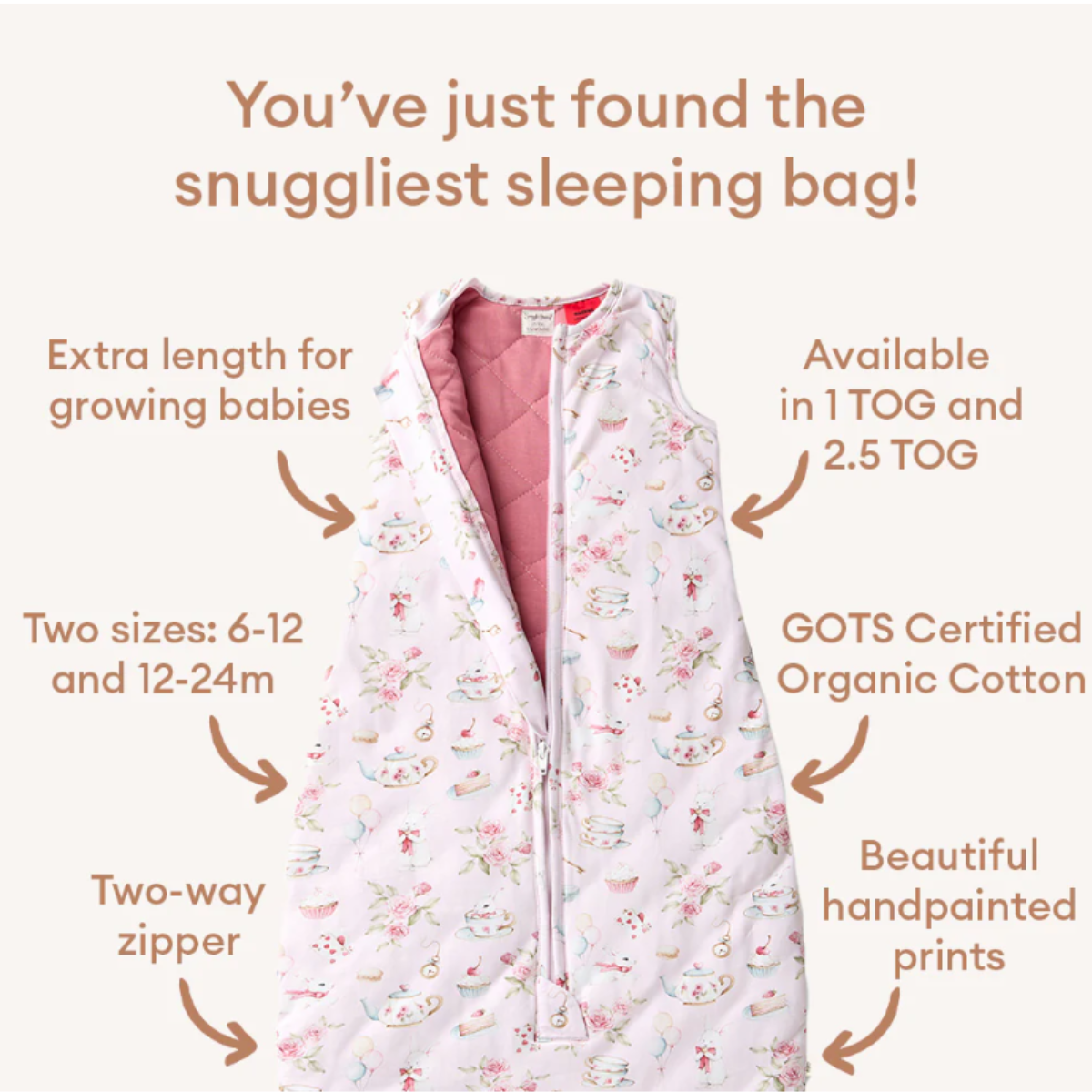 Alice's Tea Party Organic Sleeping Bag