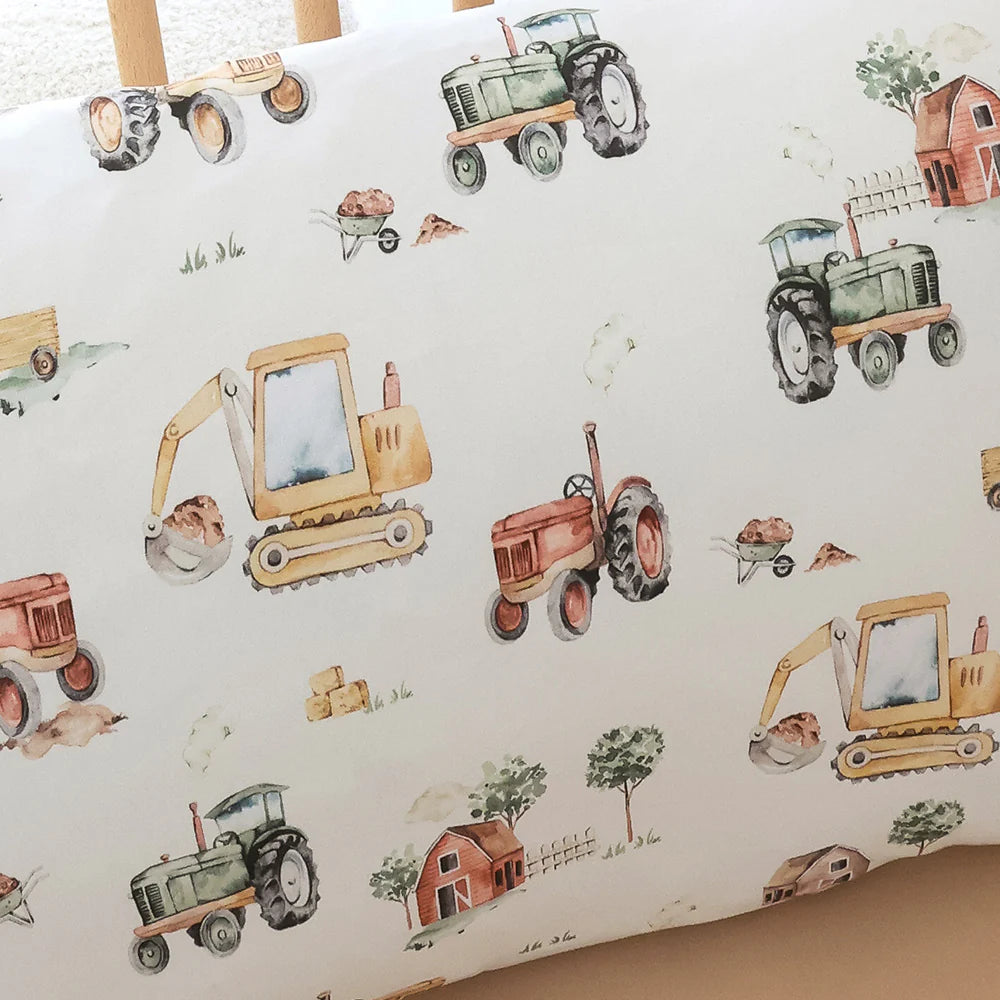Diggers & Tractors Organic Cotton Toddler Pillowcase